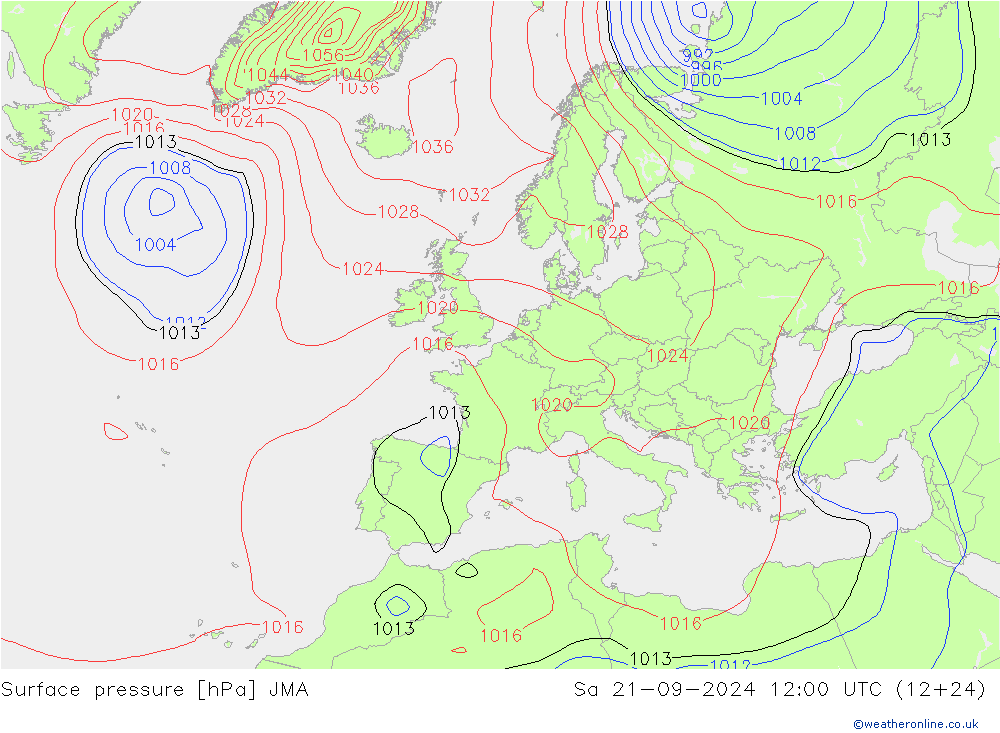 Atmosférický tlak JMA So 21.09.2024 12 UTC