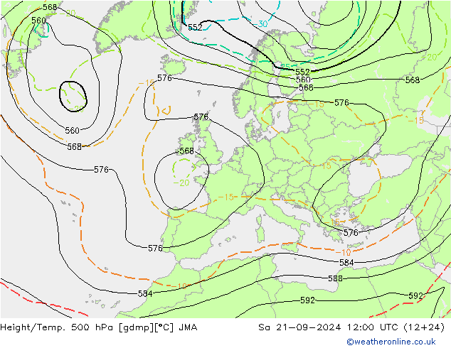 Géop./Temp. 500 hPa JMA sam 21.09.2024 12 UTC