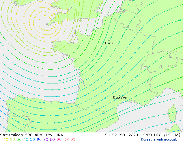 Stromlinien 200 hPa JMA So 22.09.2024 12 UTC