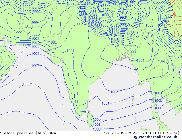 Surface pressure JMA Sa 21.09.2024 12 UTC