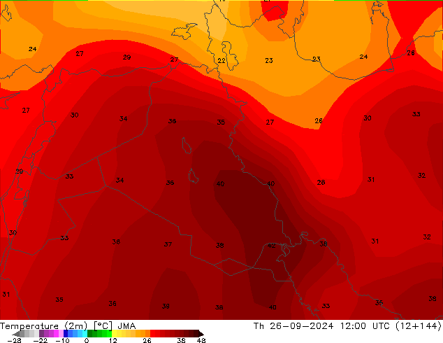 Temperature (2m) JMA Th 26.09.2024 12 UTC