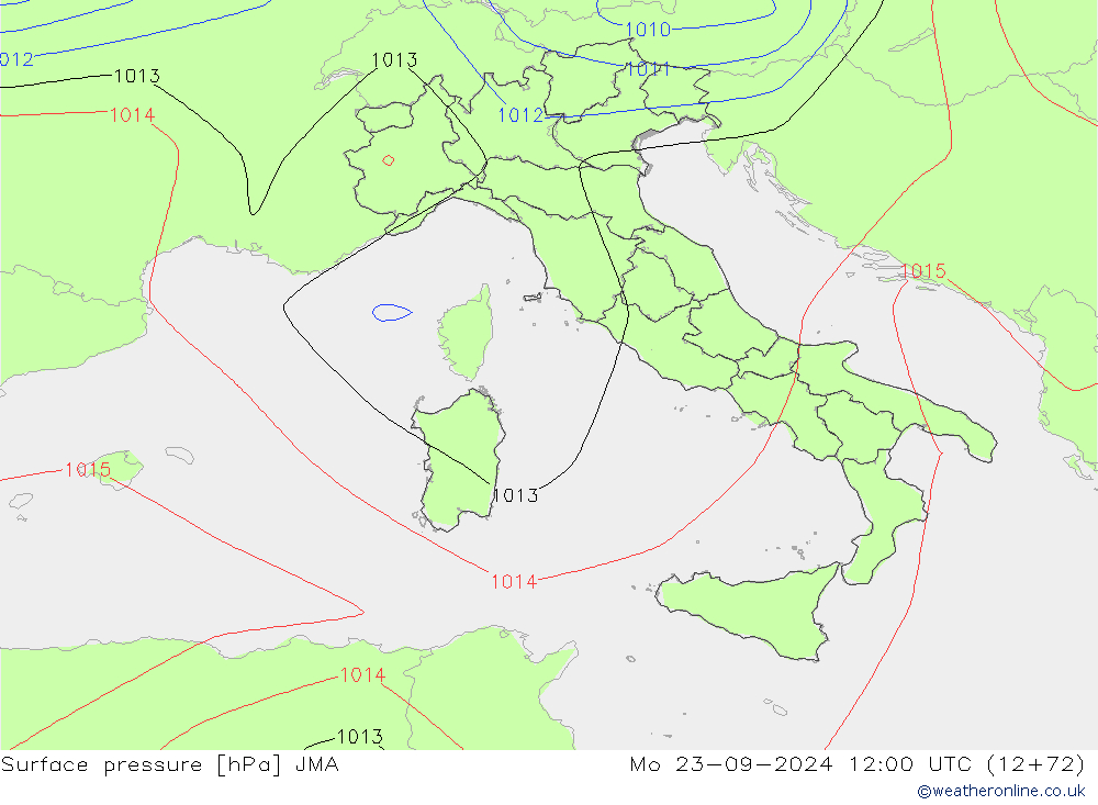 Surface pressure JMA Mo 23.09.2024 12 UTC