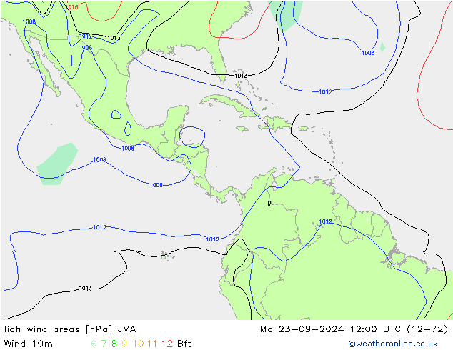 High wind areas JMA  23.09.2024 12 UTC