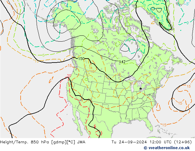 Height/Temp. 850 hPa JMA Di 24.09.2024 12 UTC