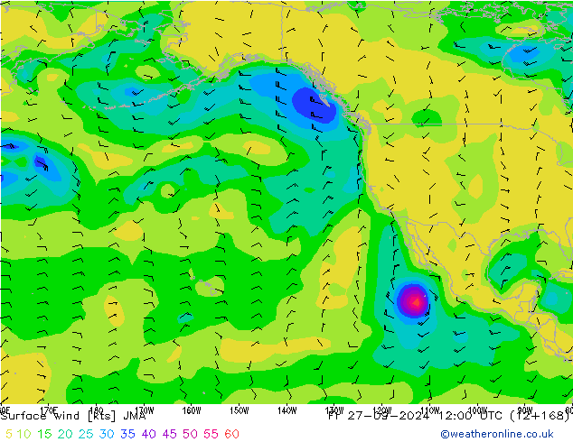 Surface wind JMA Fr 27.09.2024 12 UTC