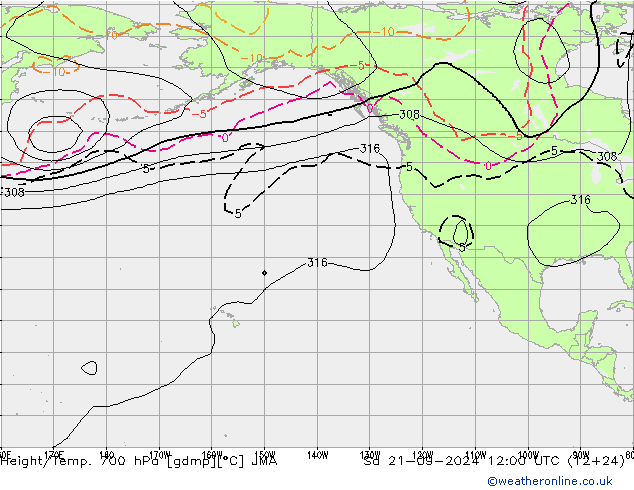 Height/Temp. 700 hPa JMA So 21.09.2024 12 UTC