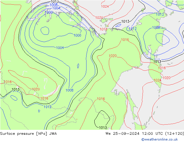 Bodendruck JMA Mi 25.09.2024 12 UTC