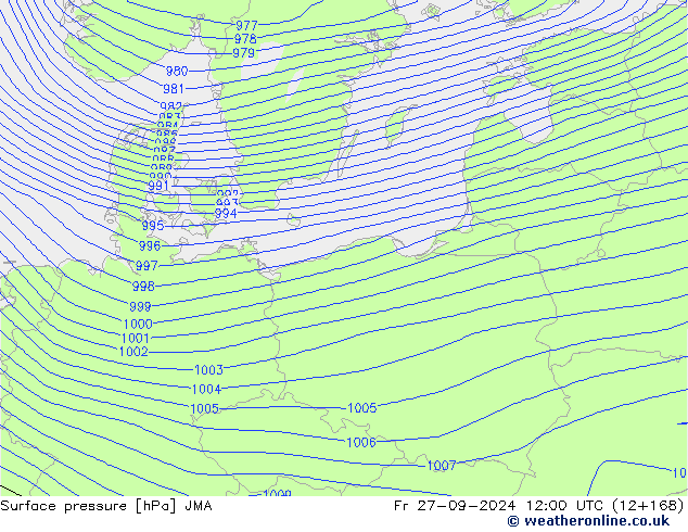 Yer basıncı JMA Cu 27.09.2024 12 UTC