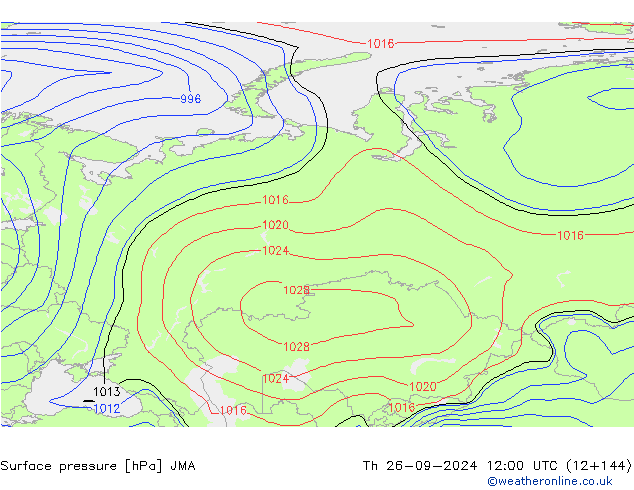 Surface pressure JMA Th 26.09.2024 12 UTC