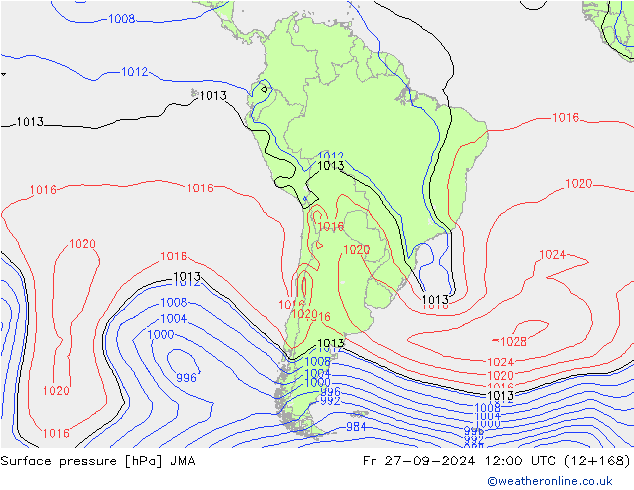 Luchtdruk (Grond) JMA vr 27.09.2024 12 UTC