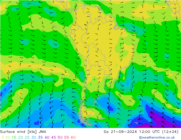 Surface wind JMA Sa 21.09.2024 12 UTC