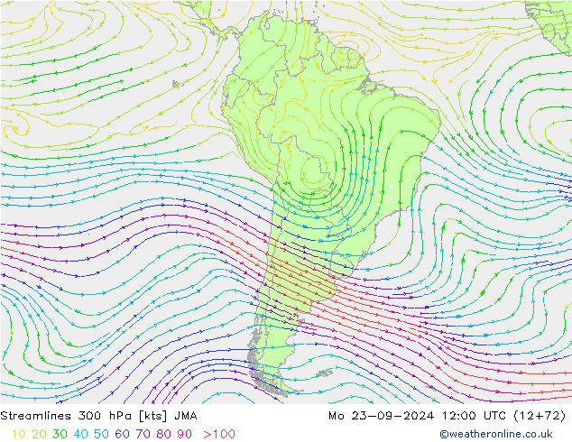 ветер 300 гПа JMA пн 23.09.2024 12 UTC