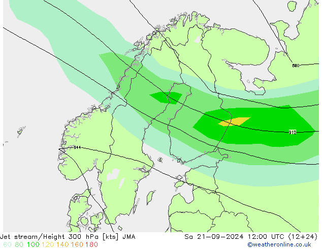 Jet stream/Height 300 hPa JMA Sa 21.09.2024 12 UTC