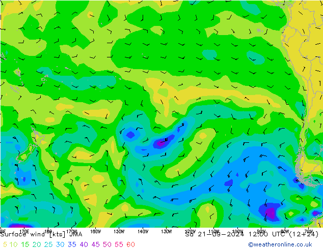 Viento 10 m JMA sáb 21.09.2024 12 UTC