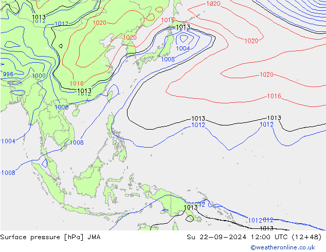 Pressione al suolo JMA dom 22.09.2024 12 UTC