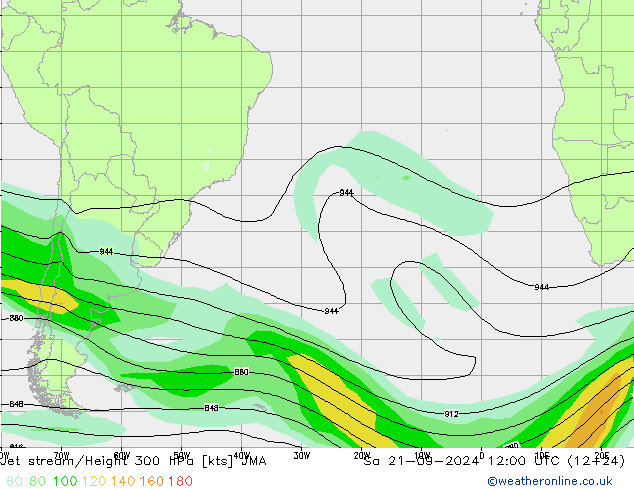 Jet stream/Height 300 hPa JMA So 21.09.2024 12 UTC