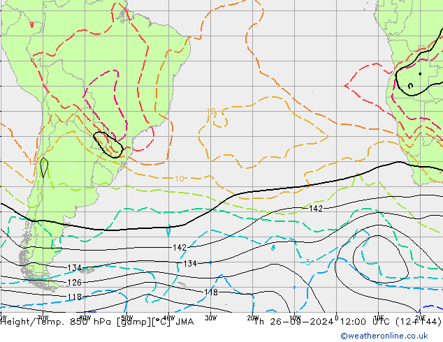 Height/Temp. 850 hPa JMA Čt 26.09.2024 12 UTC