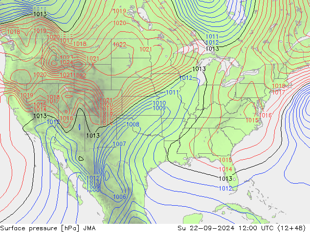 Atmosférický tlak JMA Ne 22.09.2024 12 UTC