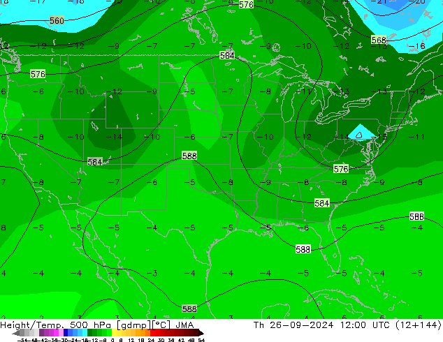 Geop./Temp. 500 hPa JMA jue 26.09.2024 12 UTC