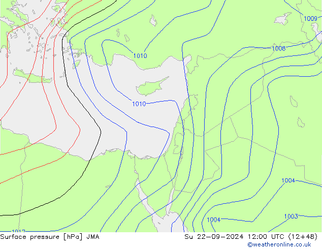 Atmosférický tlak JMA Ne 22.09.2024 12 UTC