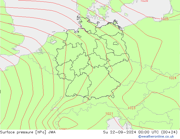 Luchtdruk (Grond) JMA zo 22.09.2024 00 UTC