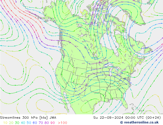 风 300 hPa JMA 星期日 22.09.2024 00 UTC