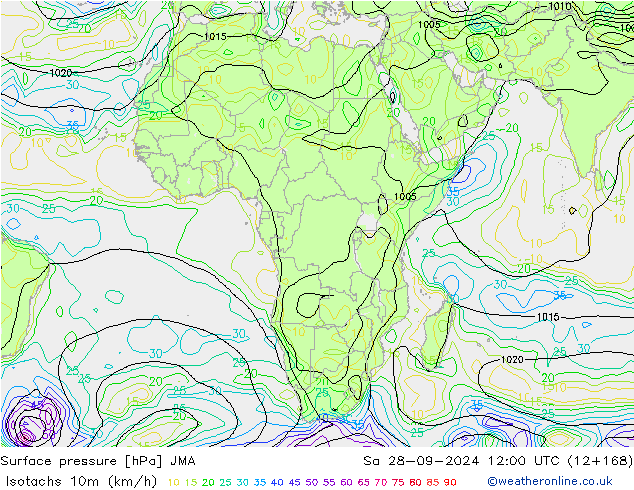 Isotachs (kph) JMA So 28.09.2024 12 UTC