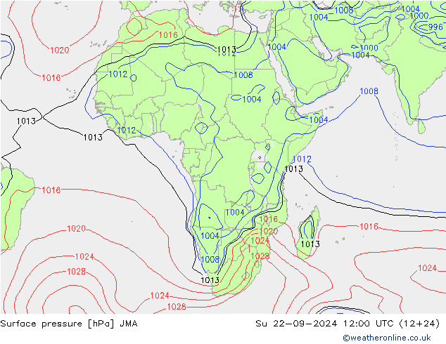 Atmosférický tlak JMA Ne 22.09.2024 12 UTC