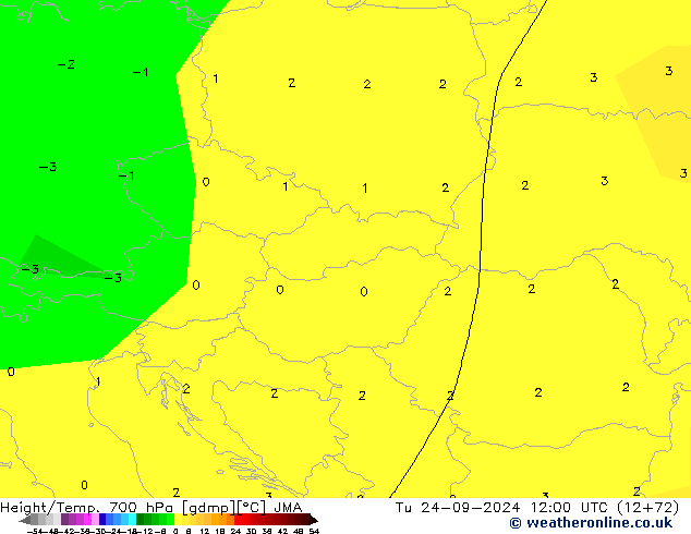 Height/Temp. 700 hPa JMA Tu 24.09.2024 12 UTC