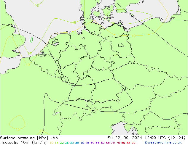 Isotachen (km/h) JMA So 22.09.2024 12 UTC