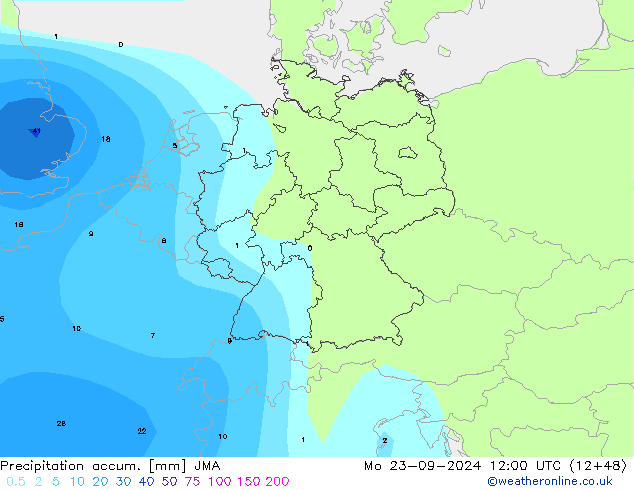 Precipitation accum. JMA 星期一 23.09.2024 12 UTC