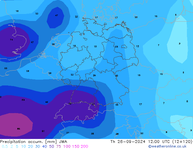 Precipitation accum. JMA Th 26.09.2024 12 UTC