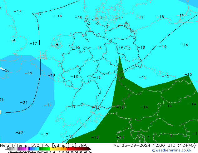 Height/Temp. 500 hPa JMA Mo 23.09.2024 12 UTC