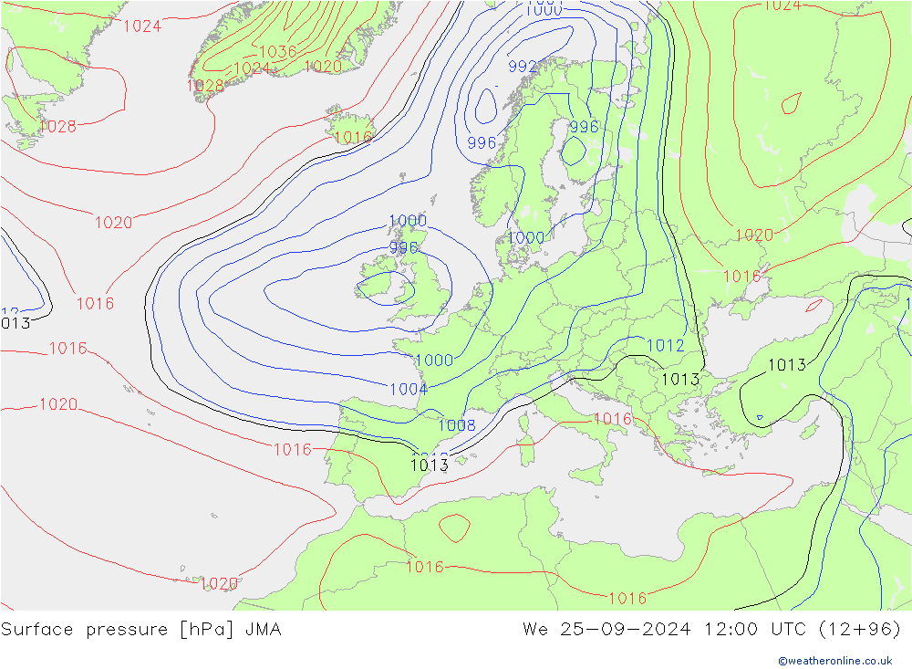 Surface pressure JMA We 25.09.2024 12 UTC