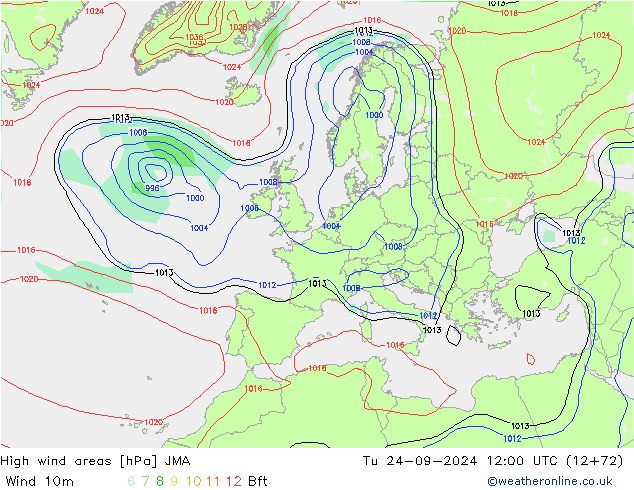 High wind areas JMA mar 24.09.2024 12 UTC