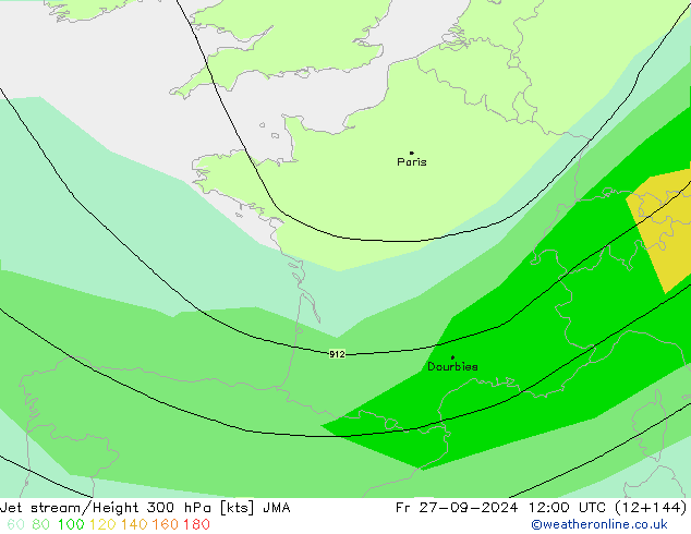 Straalstroom JMA vr 27.09.2024 12 UTC