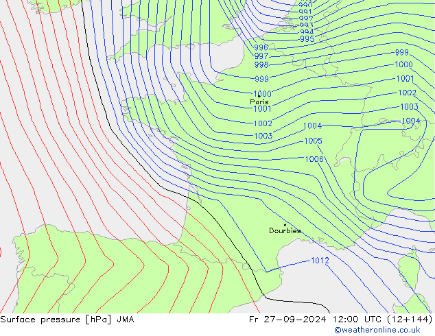 Surface pressure JMA Fr 27.09.2024 12 UTC