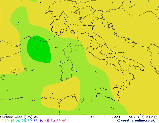 Bodenwind JMA So 22.09.2024 12 UTC