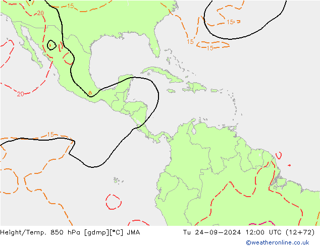 Height/Temp. 850 hPa JMA Tu 24.09.2024 12 UTC