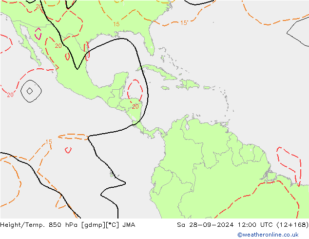 Height/Temp. 850 гПа JMA сб 28.09.2024 12 UTC