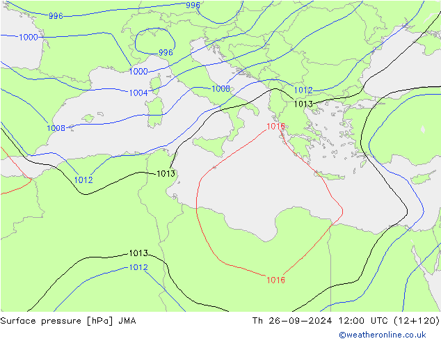 Luchtdruk (Grond) JMA do 26.09.2024 12 UTC