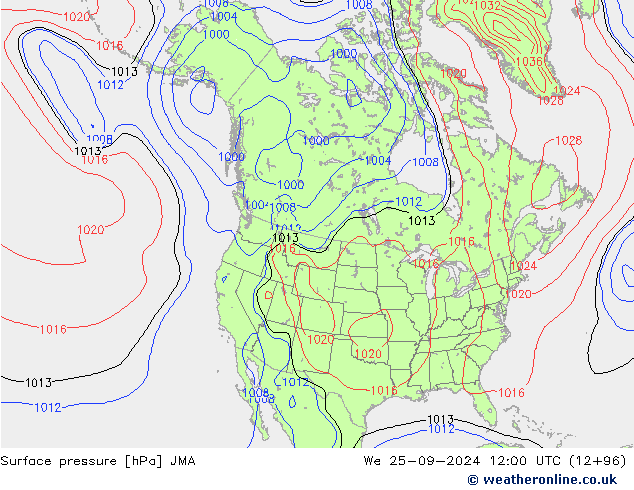 Luchtdruk (Grond) JMA wo 25.09.2024 12 UTC