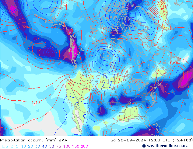 Precipitation accum. JMA 星期六 28.09.2024 12 UTC