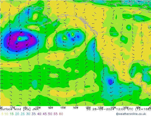 Wind 10 m JMA za 28.09.2024 12 UTC