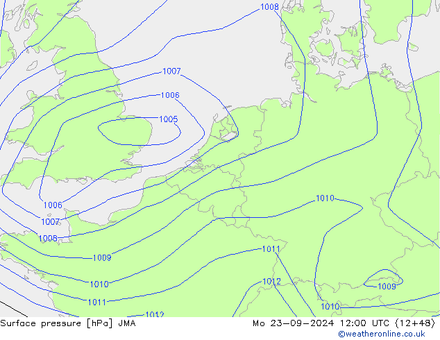 Atmosférický tlak JMA Po 23.09.2024 12 UTC