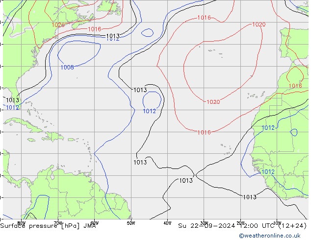 Surface pressure JMA Su 22.09.2024 12 UTC