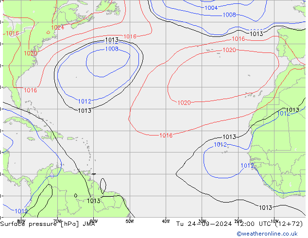 Surface pressure JMA Tu 24.09.2024 12 UTC