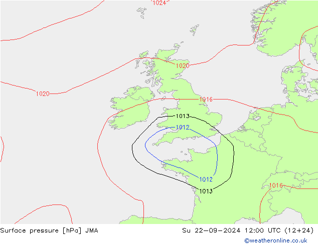 Surface pressure JMA Su 22.09.2024 12 UTC