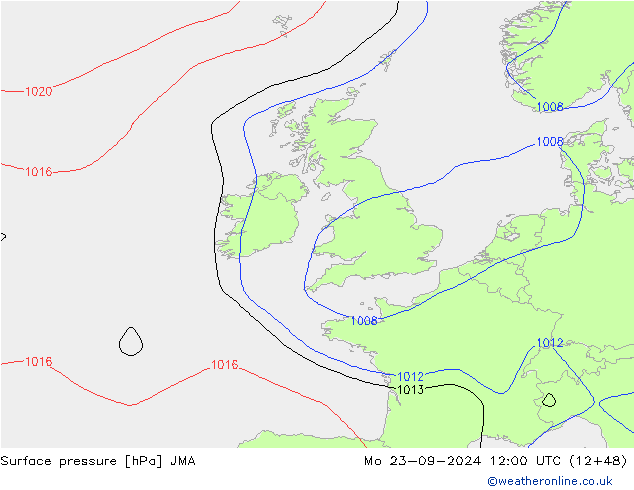 Surface pressure JMA Mo 23.09.2024 12 UTC