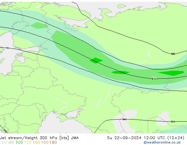 Jet stream/Height 300 hPa JMA Su 22.09.2024 12 UTC